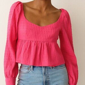 Anthropologie | WAYF (Where Are You From) | Small | Pink Textured Blouse